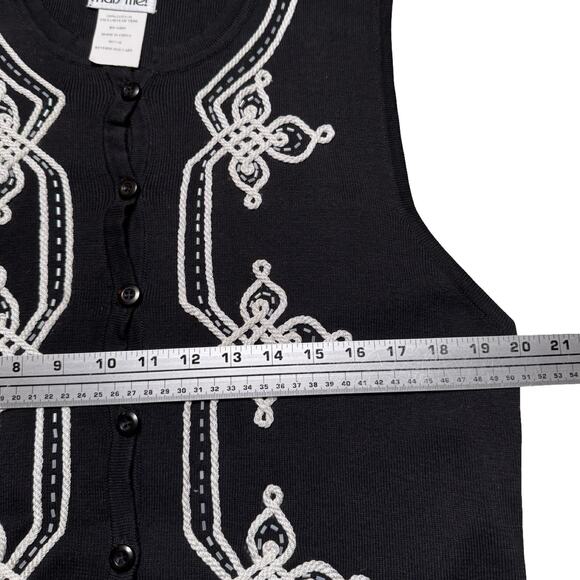 Vintage 90s That’s Me! Floral Knit Vest Women’s Size Medium Black White - Picture 4 of 6